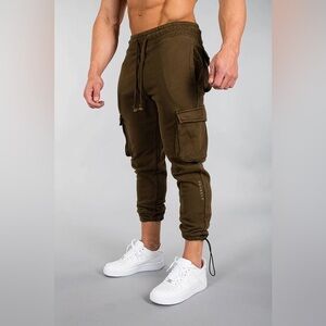 Mens YoungLA 206 Rambo Combat Cargo Joggers - Military Olive Wash Size Medium